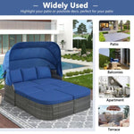 ZUN Outdoor Patio Furniture Set Daybed Sunbed with Retractable Canopy Conversation Set Wicker Furniture 37488265