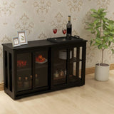 Kitchen Storage Stand Cupboard With Glass Door-Black W28215277