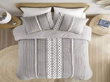 Cotton Printed Comforter Set with Chenille Gray Full/Queen B035128798