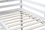 ZUN Solid Wooden, Rubber Wooden Twin Loft Bed with Ladder, Bed Platform of Strengthened Slats , White W504P190951