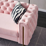 Chesterfield Modern Tufted Velvet Living Room Sofa, 84.25''W Couch,Pink W57947396