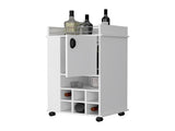 Allandale 1-Door Bar Cart with Wine Rack and Casters White B062111720