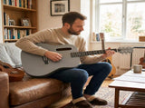 38 Inch Acoustic Guitar for Beginners, H Body Shape, Basswood Folk Guitar in Matte Gray, 6-String 07444592