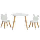 Kids Wood Table and Chairs Set, Toddler Play Table with 2 Chairs, 3 Pieces Children Multi-Activity 92483945