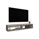 ZUN TV Stand 10.4" H, with 2 Shelves, White Oak B097P250854