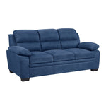 ZUN Comfortable Plush Seating Sofa 1pc Modern Blue Textured Fabric Channel Tufting Solid Wood Frame B011133629