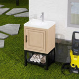 20" Small Bathroom Vanity with Sink & Hot and Cold Faucet, Freestanding Bathroom Cabinet with White W688P224410