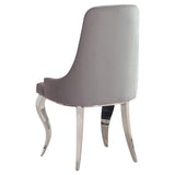 ZUN Grey and Chrome Upholstered Back Dining Chairs B062P145616