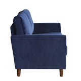 Blue Velvet Upholstery 1pc Comfort Loveseat Plush Seatbacks Tufted Detail Solid Wood Frame Modern B011P204911