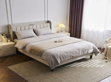 Full Size Velvet Bed Frame with Charging Station and Storage Shelf, Upholstered Platform Bed with 98843546