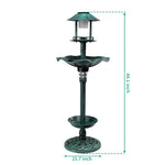 ZUN Outdoor Solar Lighted Pedestal Bird Bath Resin Fountain Decoration with Planter and Feeder, 56446556