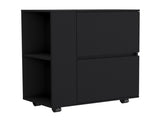 DEPOT E-SHOP Tully Bar Cart Two Pull-Down Door Cabinets and Two Open Shelves,Black B097P167410