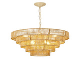 23.62" Tiered Chandelier, 5-Tier Off White Metal & Glass Pendant Light, 8xB12 Socket Max 40W, Bulbs W6558P574497