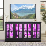 LED Curio Display Cabinet Antique Display Cabinet with Glass Doors Adjustable Shelves for W2275P300145