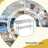 24x60 Inch Stainless Steel Prep Table with Adjustable Undershelf and Galvanized Legs, Heavy-Duty W1422P252476