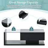 ON-TREND Modern Coffee Table with Tempered Glass, Wooden Cocktail Table with WF303936AAB