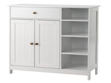 Double-Door Bathroom Cabinet with 2, Adjustable Panels, 1 Drawer and 3 Side Shelves, White 21280126