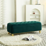 47.24''W Storage Ottoman,Upholstered Velvet Fabric Storage Ottoman with Safety Hinge, gold W579P224708