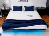 Black Full Size Floating Platform Metal Bed Frame - 14 Inch Height, Built-in LED Strip Light & Power 34890948