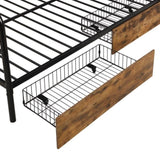 ZUN Full Size Metal Frame Platform Bed with Clothes Rack, Storage Shelves and 2 Drawers, Black 18571987