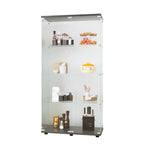 ZUN Two-door Glass Display Cabinet 4 Shelves with Door, Floor Standing Curio Bookshelf for Living Room 32822939