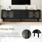 ZUN Retro Design TV Stand with Fluted Glass Doors for TVs Up to 78'', Practical Media Console with 2 75534341