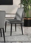 ZUN Sleek Design Gray Velvet Side Chairs Set of 2 Modern Dining Furniture Black Metal Legs B011P146559