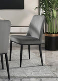 ZUN Sleek Design Gray Velvet Side Chairs Set of 2 Modern Dining Furniture Black Metal Legs B011P146559