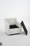 011-Teddy Fabric 360&deg Swivel Accent Chair with Upholstered,One Back Pillow,Armrest with Rivets W527P190834
