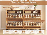 Boho Style Shoe Cabinet Cabinet with 4 Flip Drawers & Open Shelves, Freestanding Shoe Organizer for 84343778