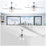 ZUN 52" 3-Light Chrome Drum Shade LED Ceiling Fan + Remote, Traditional Farmhouse Rustic Industrial W1592P152990