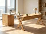 Reversible L-Shaped Computer Desk, Oak Finish Corner Writing Desk with Drawer & Storage Cabinet, 15869788