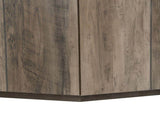 Hexagonal Rustic Retro Wood Coffee Table, with 2 Hidden Drawers, Textured Black Marble Tops, Light N770P309823L