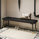 59*17 Inch Multifunctional Black Shoe Bench - Faux PU Cushion, Sturdy Metal Legs With Gold W1512P355084