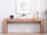 Rustic Wood Console Table with Natural Logs 62" Entryway Table, Narrow Sofa Table, Hallway W2729P298163