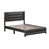 Queen Size PU Upholstered Bed, Headboard with LED Light Strips and Sparkling Shiny Decoration, No WF531199AAB