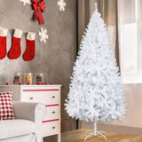 ZUN 7FT Iron Leg White Christmas Tree with 950 Branches 89110118