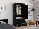 Black Wengue 2-Drawer Armoire B062P202118