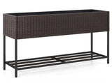 Brown PE Rattan Elevated Planter with Lower Shelf, 101.630.4871.12cm Raised Garden Bed with 77042175