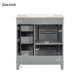 30-inch bathroom vanity with ceramic sink, rubberwood frame, MDF panels, one door with double N729P290689E