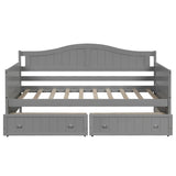 Twin Wooden Daybed with 2 drawers, Sofa Bed for Bedroom Living Room,No Box Spring Needed,Gray WF192860AAE