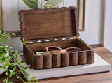 Scalloped Wooden Jewelry Box with Lid, Decorative Trinket Storage Organizer, Natural Wood 97401963