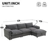 96.5'' Chenille Sectional Sofa with Storage Ottoman and Pockets,Adjustable Phone Holder,Wide,4 61135243