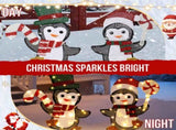Set of 2 Lighted Penguin and Candy Cane Christmas Decorations, Pre-lit 2D Holiday Decor with 80 Warm 29753640