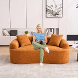 LY-025S-OR COMPRESSION SOFA Double-seat orange sofa, Wood Grain Chenille fabric, full sponge W2231P261292