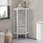 ZUN 22.25'' Floor Coner Cabinet,Three Tiers with Tempered Glass Doors and Storage Shelves for Bathroom, W757P180793