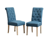 ZUN Habit Solid Wood Tufted Parsons Dining Chair, Set of 2, Blue T2574P164541