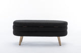 036-Boucle Fabric Storage Bench Bedroom Bench With Wood Legs For Living Room Bedroom Indoor,Black W527121994