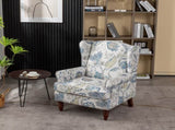 Modern Accent with Retro Wood Legs, Comfy Upholstered Armchair, Floral Design Single Sofa 75700450