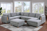 Living Room Furniture Corner Wedge Light Grey Dorris Fabric 1pc Cushion Wedge Sofa Wooden Legs B01147397